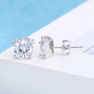 NEW 18k | 925 Sterling Silver 3 ctw Solitaire 4 Prong Diamond Stud Earrings